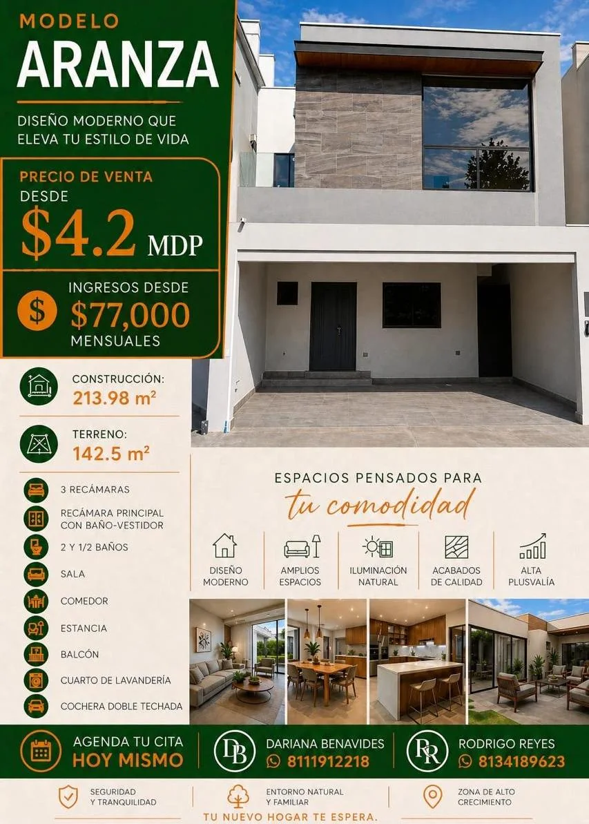 Casa nueva modelo Aranza en Nuevo León